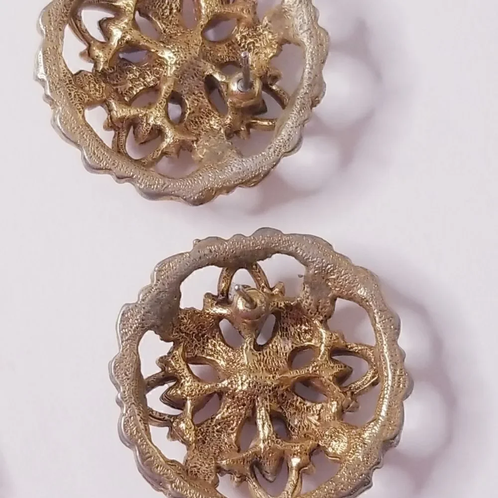 Vintage gold rhinestone panel link bracelet And Matching Earrings Set